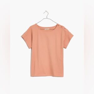 Madewell Seersucker Button Shoulder Oversized Top Preppy Feminine Minimalist XXS